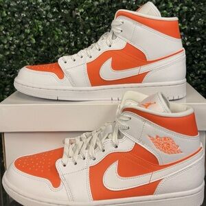 NIKE AIR JORDAN Orange and White High-Top Sneakers